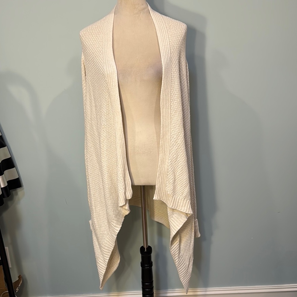 Talbots cream knit waterfall cardigan Size M